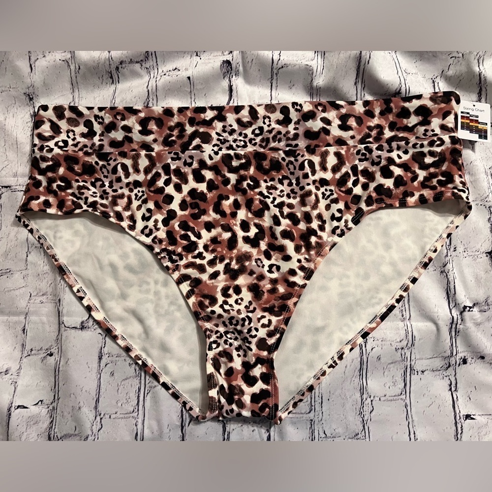 Women’s Time and Tru Leopard print bikini bottom size 3X (24w-26w) NEW